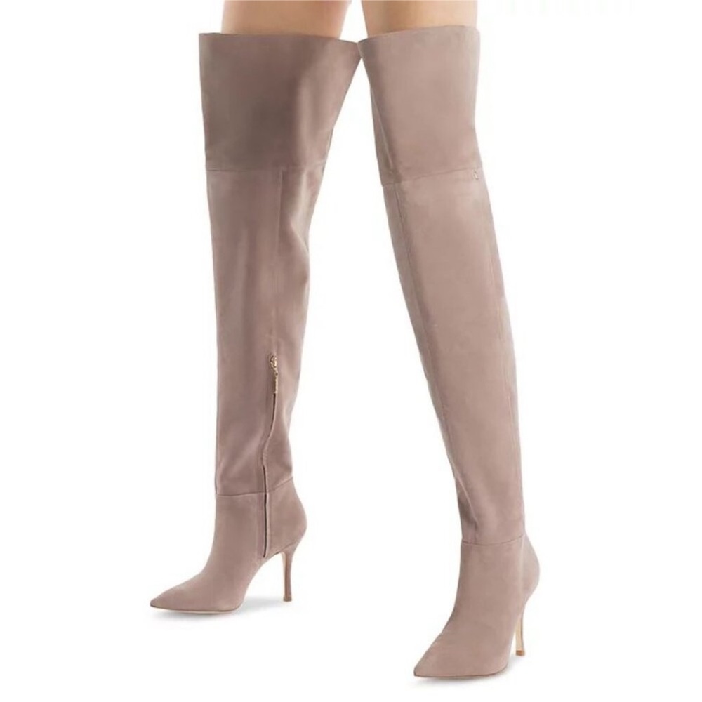 Larroude taupe Kate suede over the knee boots